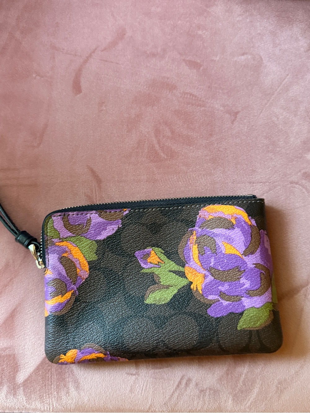 Coach Brown Signature Floral Crossbody with Yellow Strap and Orange Trim - Picture 6 of 6